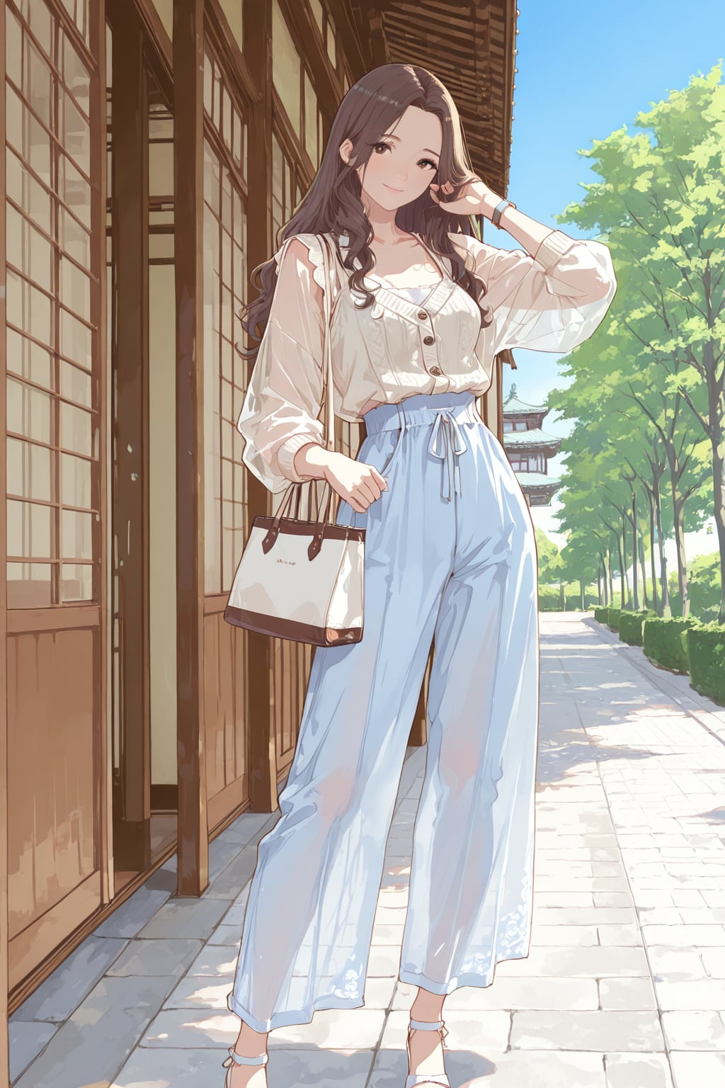 お気に入りのコーデで街ブラを楽しむお姉さん