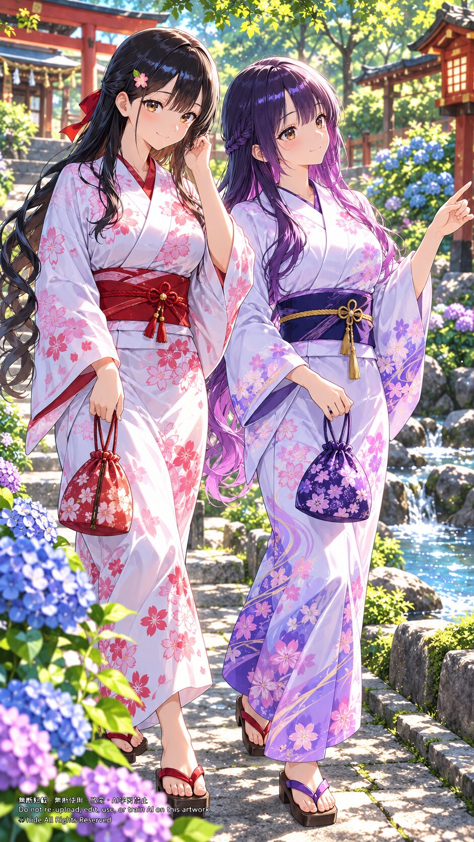 🌿 神楽さんとセオリツヒメさん、紫陽花の道で | の人気AIイラスト・グラビア