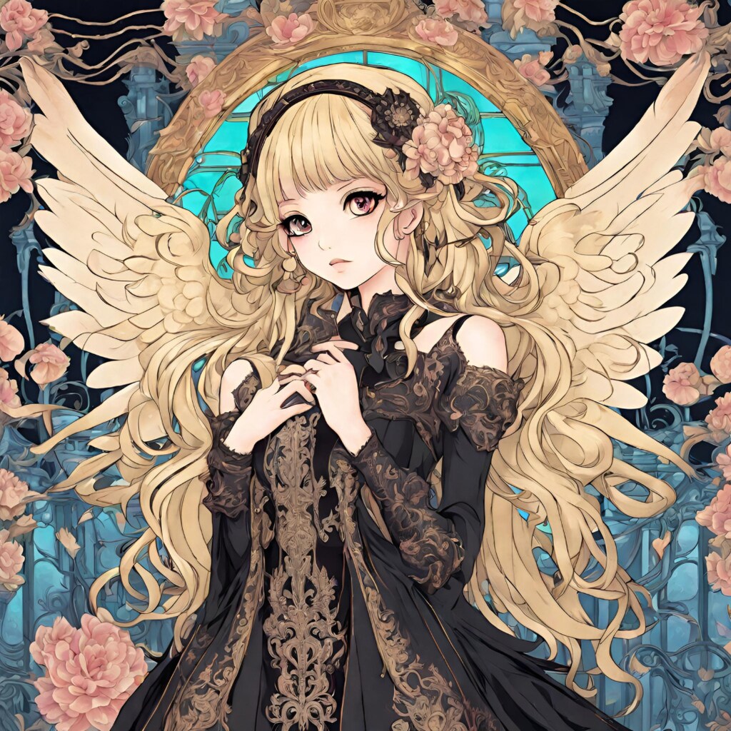 天使とアール・ヌーヴォーをカラフルに