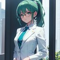 緑髪ポニテ白スーツお姉さん 3枚目