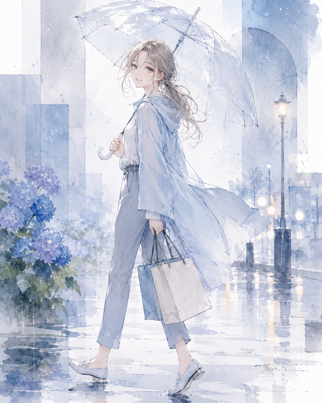 雨の青