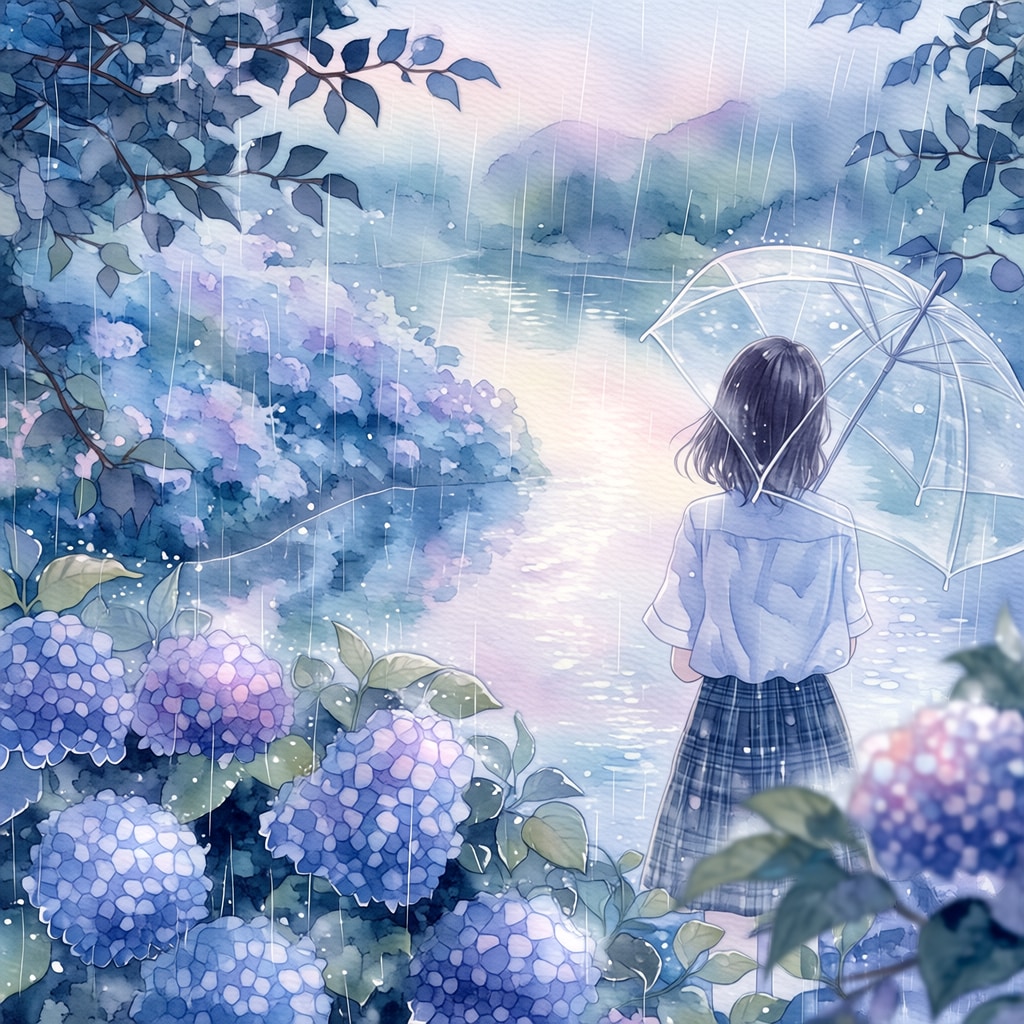 雨の青 | の人気AIイラスト・グラビア