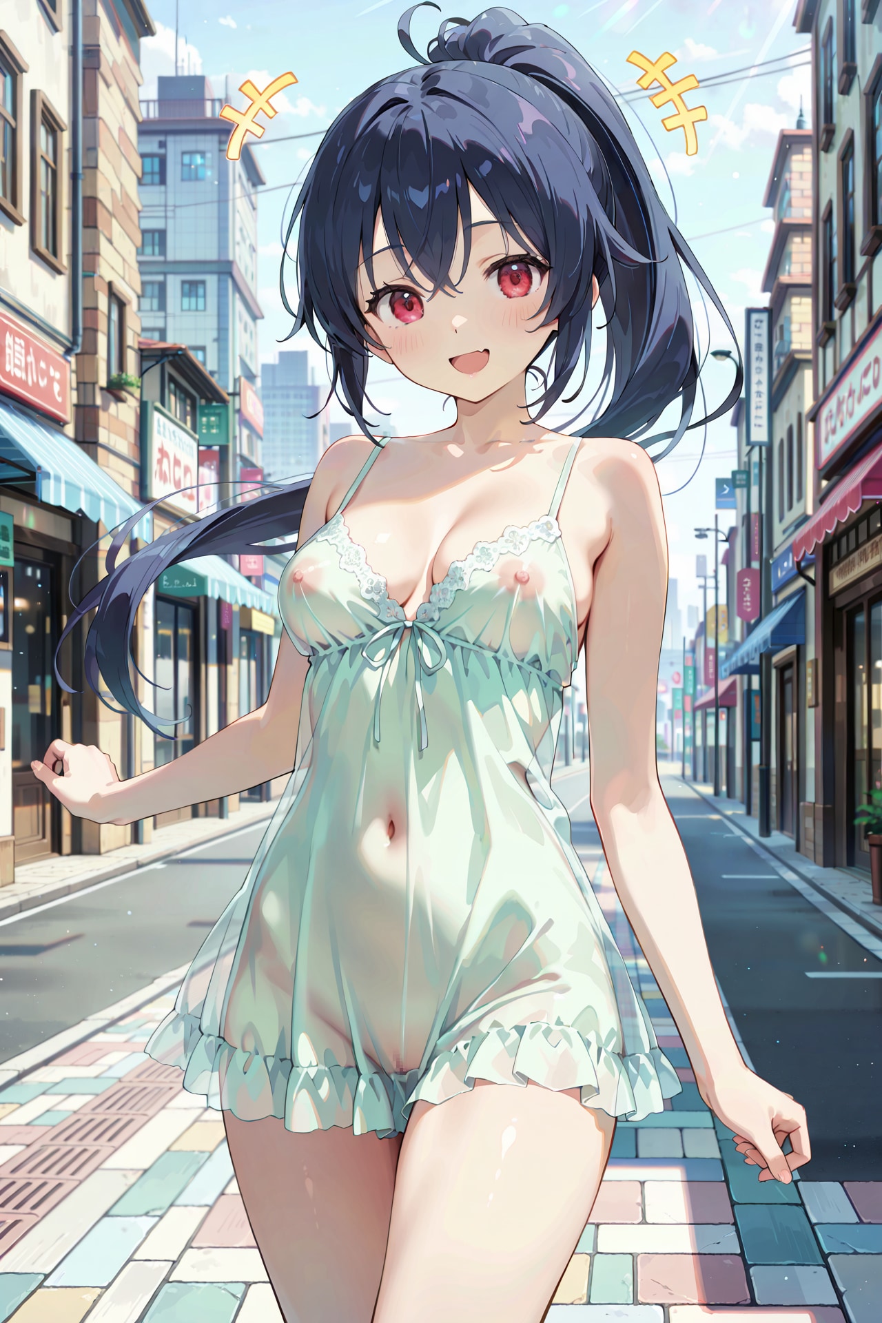 街中で透け透けランジェリー Z331