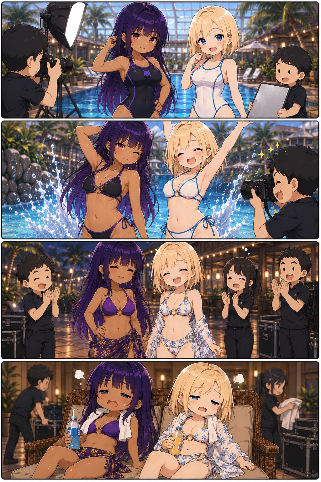 4コマ　リゾート撮影のお仕事