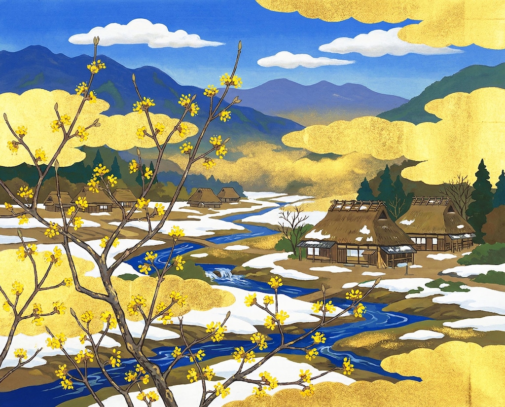 サンシュユのある風景