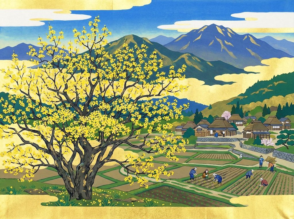 サンシュユのある風景