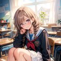 教室のセーラー服眼鏡っ娘 2枚目