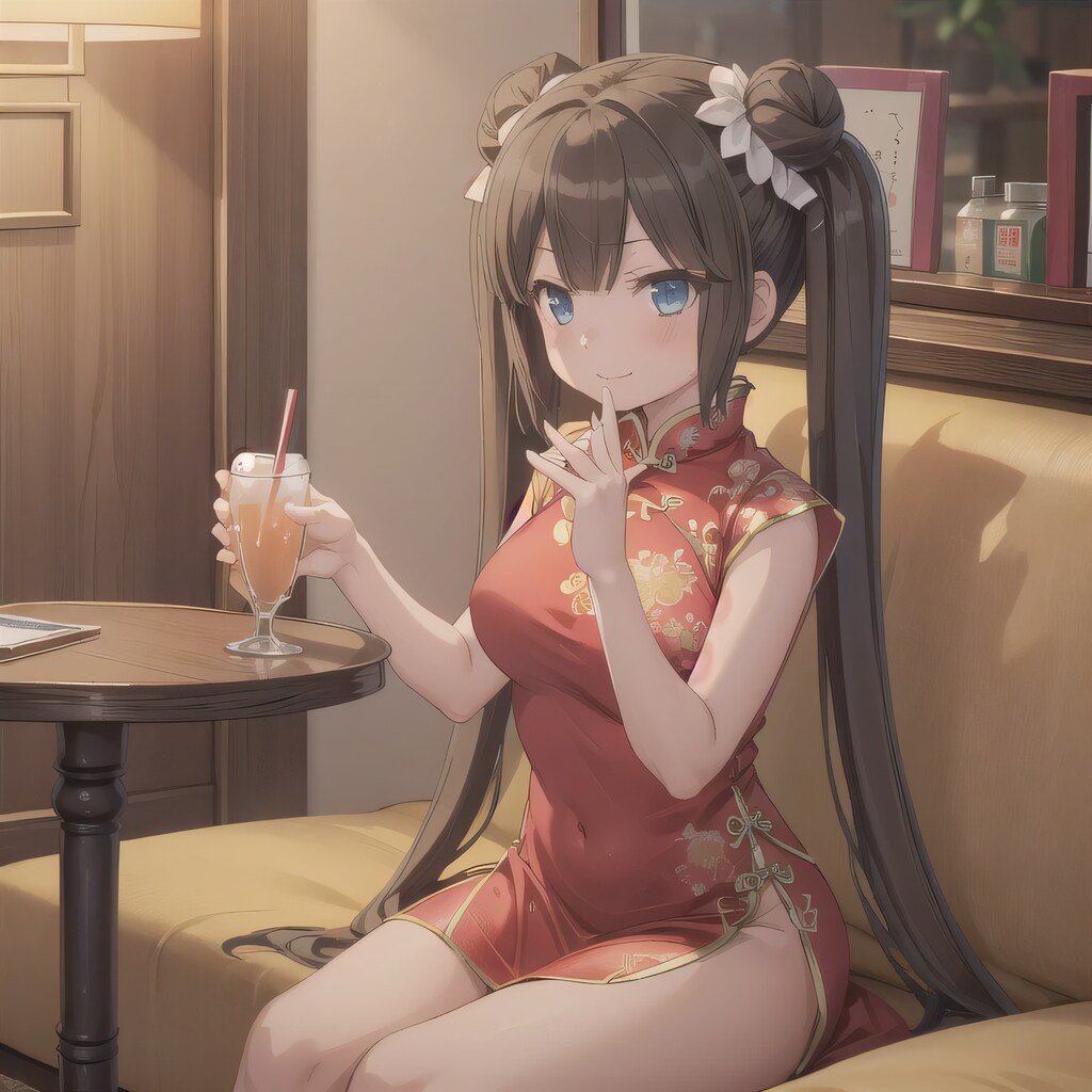 黒髪ツインテでチャイナ服の少女