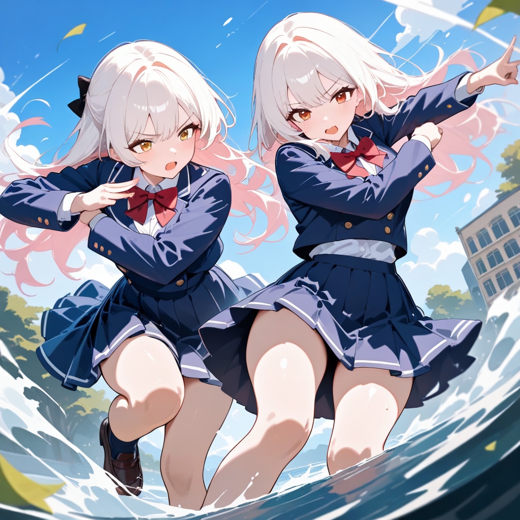 双子と川遊び