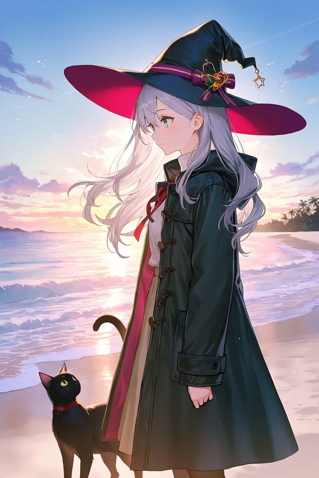 砂浜の魔女と黒猫