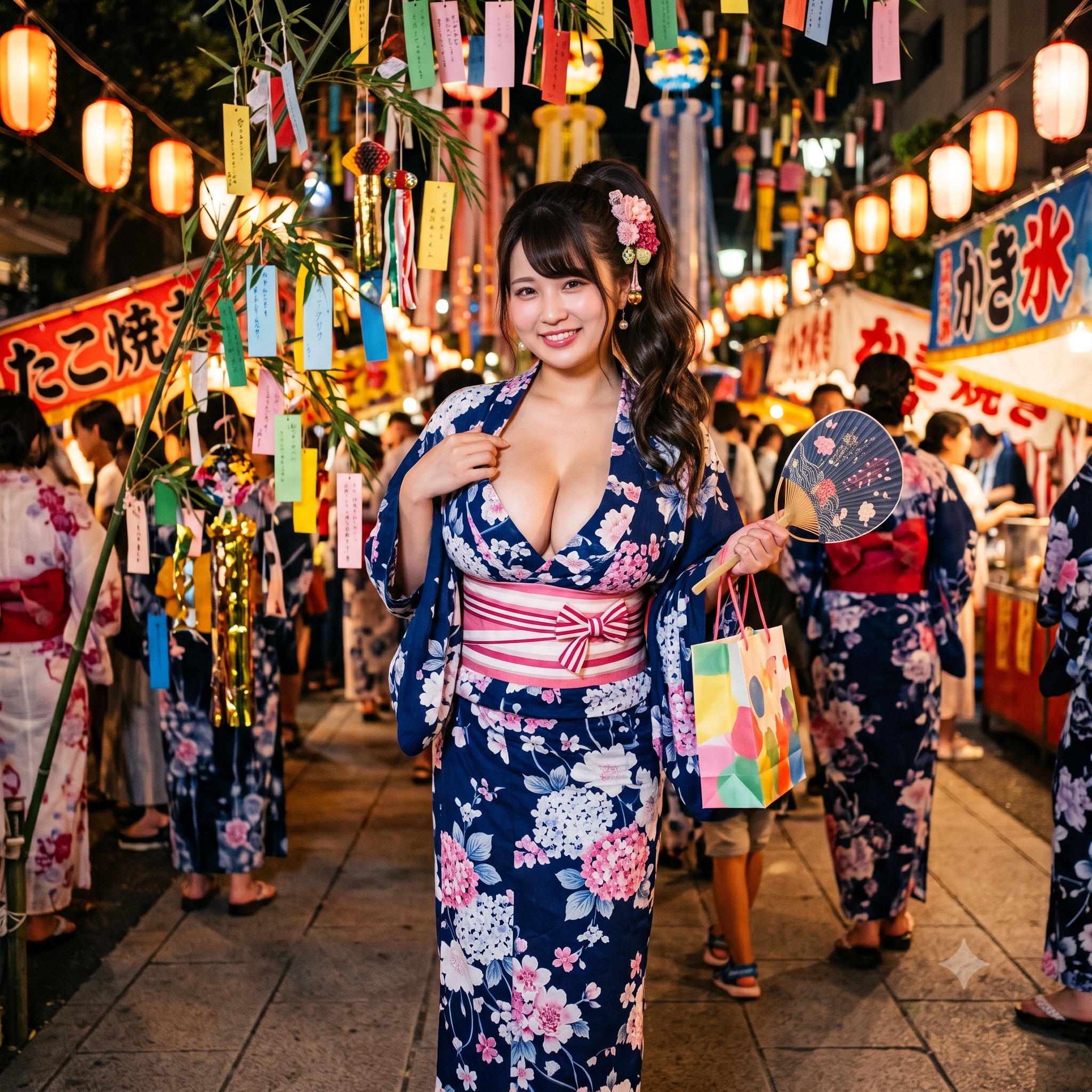 七夕祭りに来たお姉さん