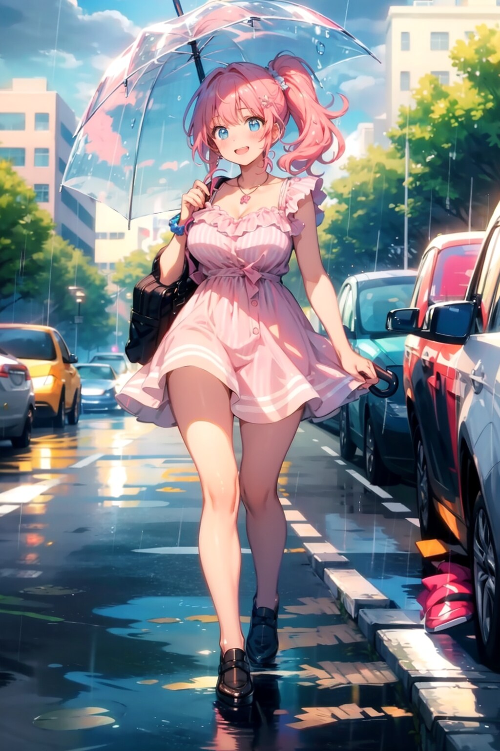 優乃、雨の日も元気よくお出かけ…。
