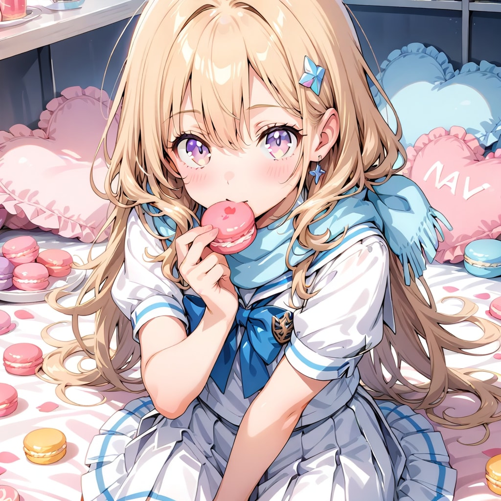 マカロンを食べている勇者ちゃん | の人気AIイラスト・グラビア