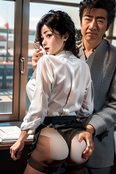 尻触り熟年カップル