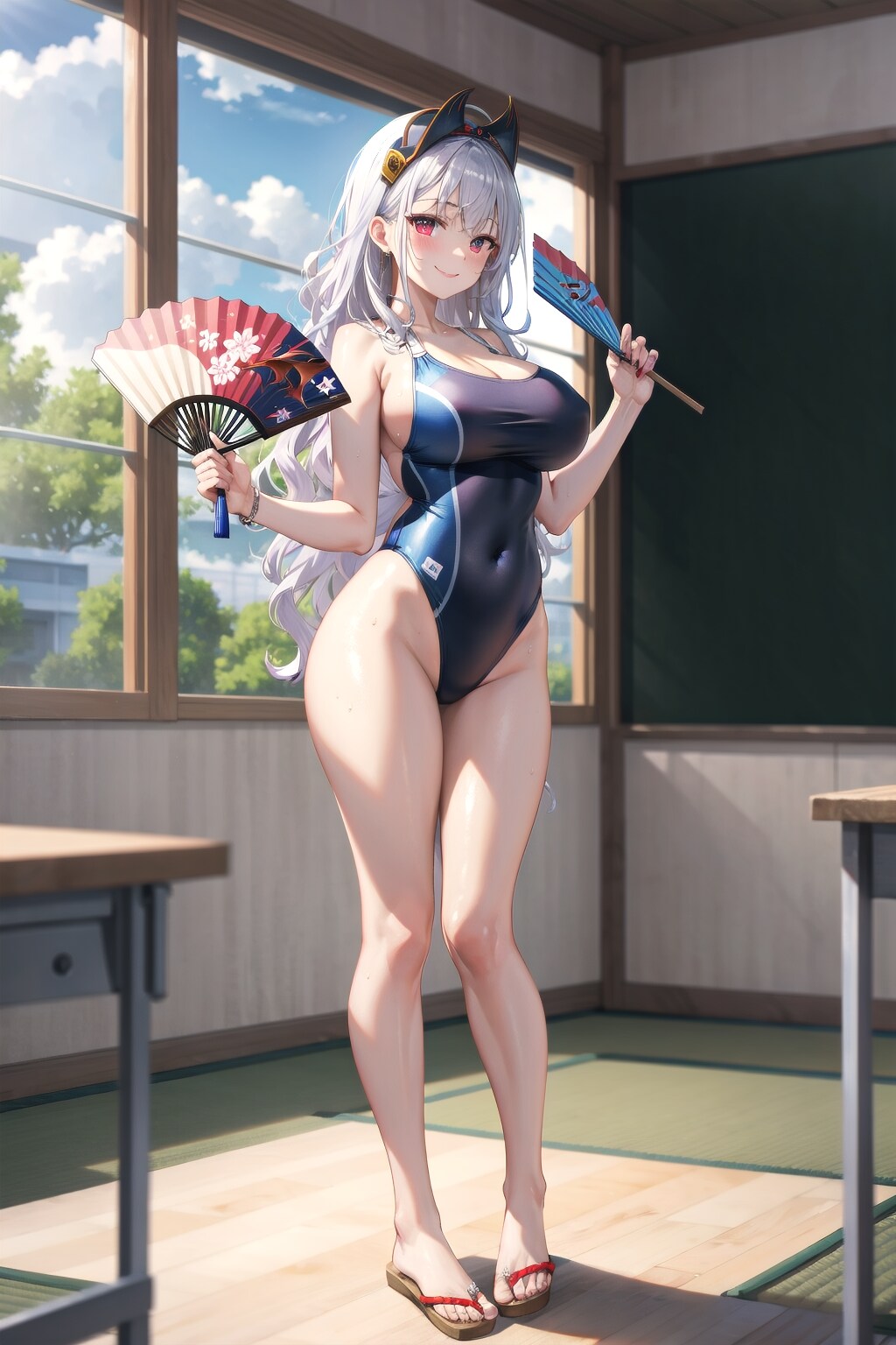 暑いので仰ぎます
