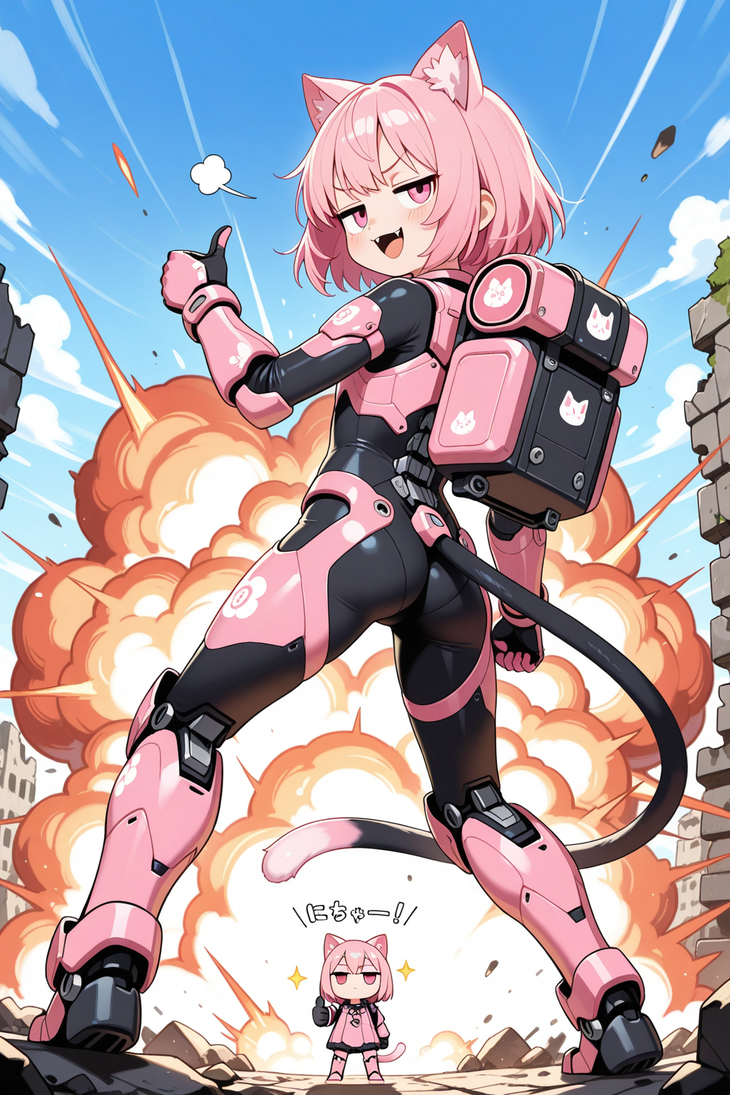 ケモミミパワードスーツの後ろ姿！！ | の人気AIイラスト・グラビア