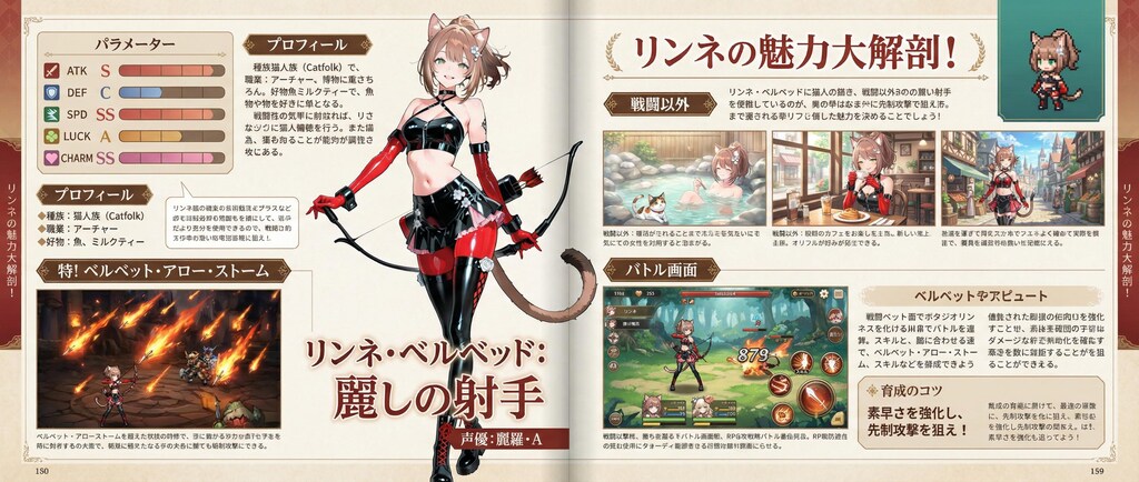 猫アーチャー(ゲーム攻略本風）