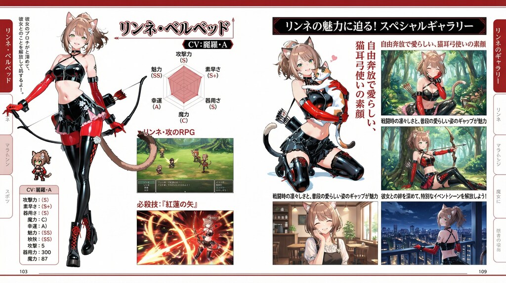 猫アーチャー(ゲーム攻略本風）