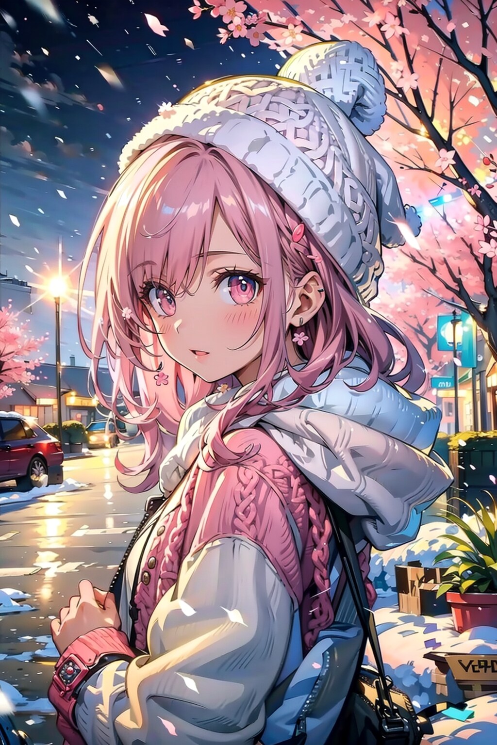 ピンク　冬ファッション　デフォルト