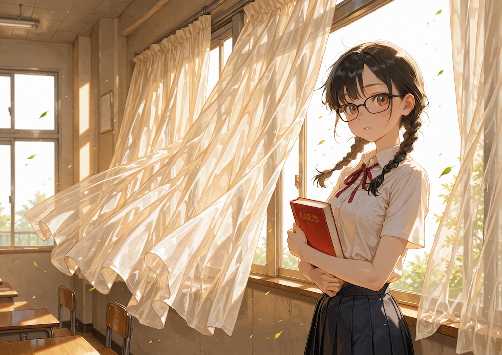 三つ編みと眼鏡