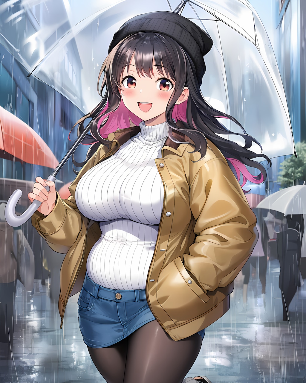 ☔️雨の朝でも元気に出発！✨MA-1でギャル通学コーデ