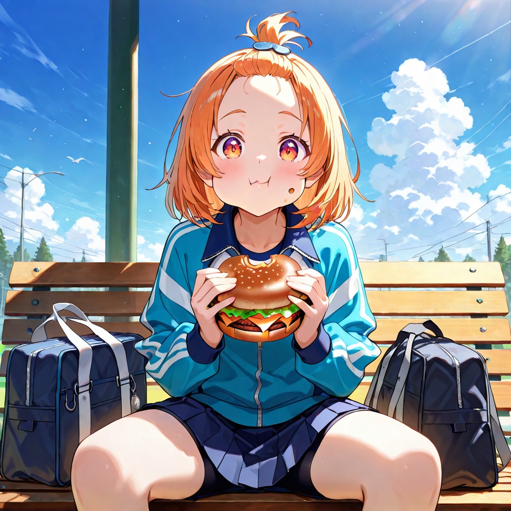 ハンバーガーのことしか考えてない顔