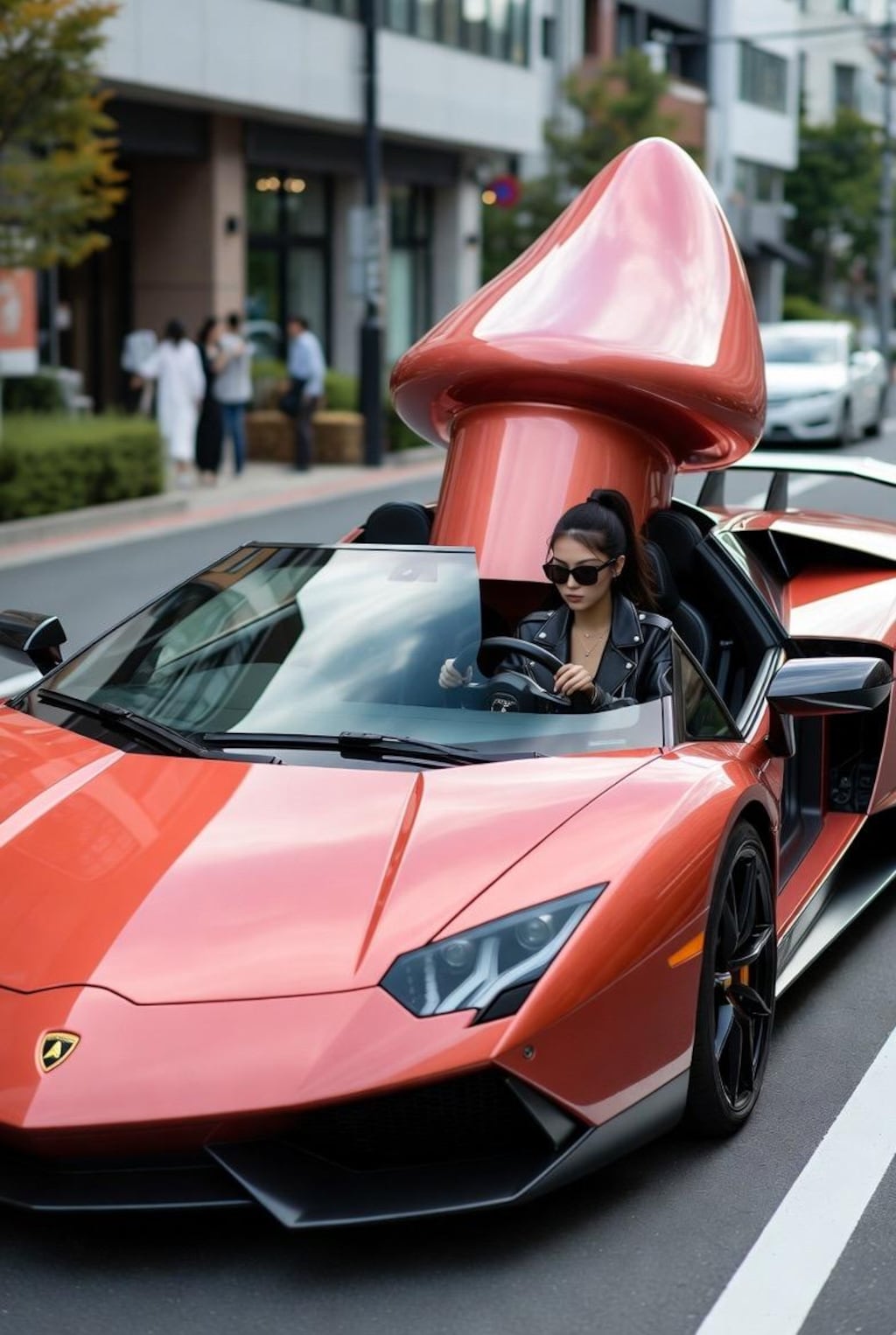 チ◯ポルギーニを運転する女性