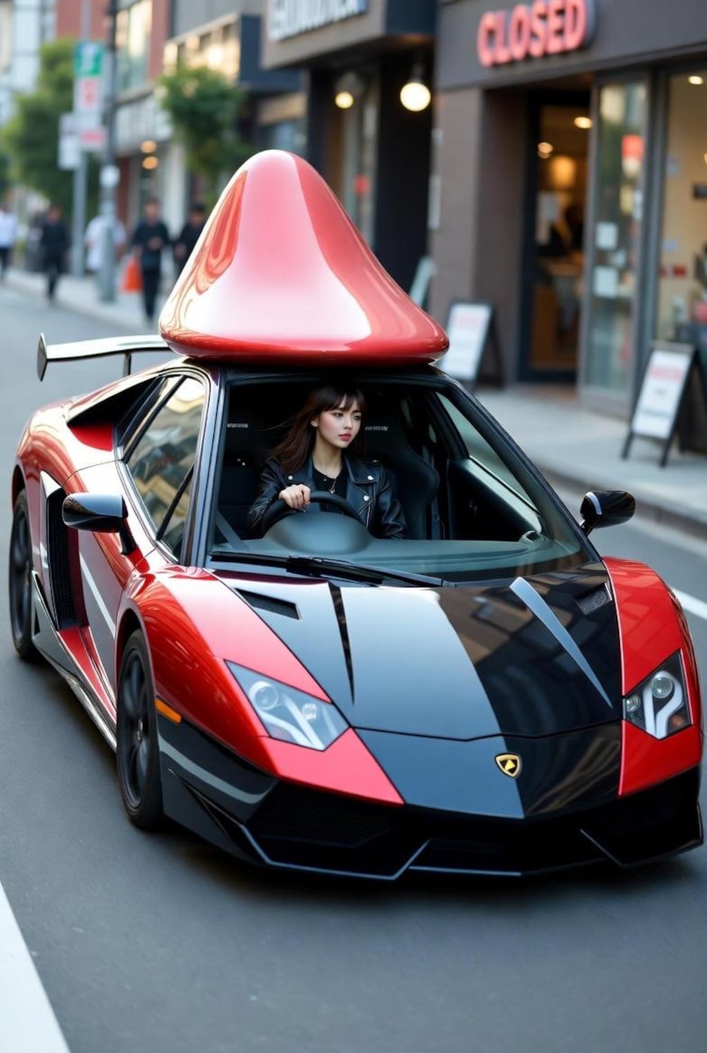 チ◯ポルギーニを運転する女性