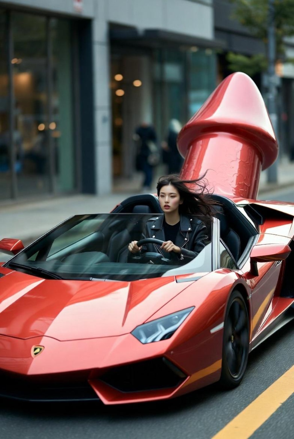 チ◯ポルギーニを運転する女性