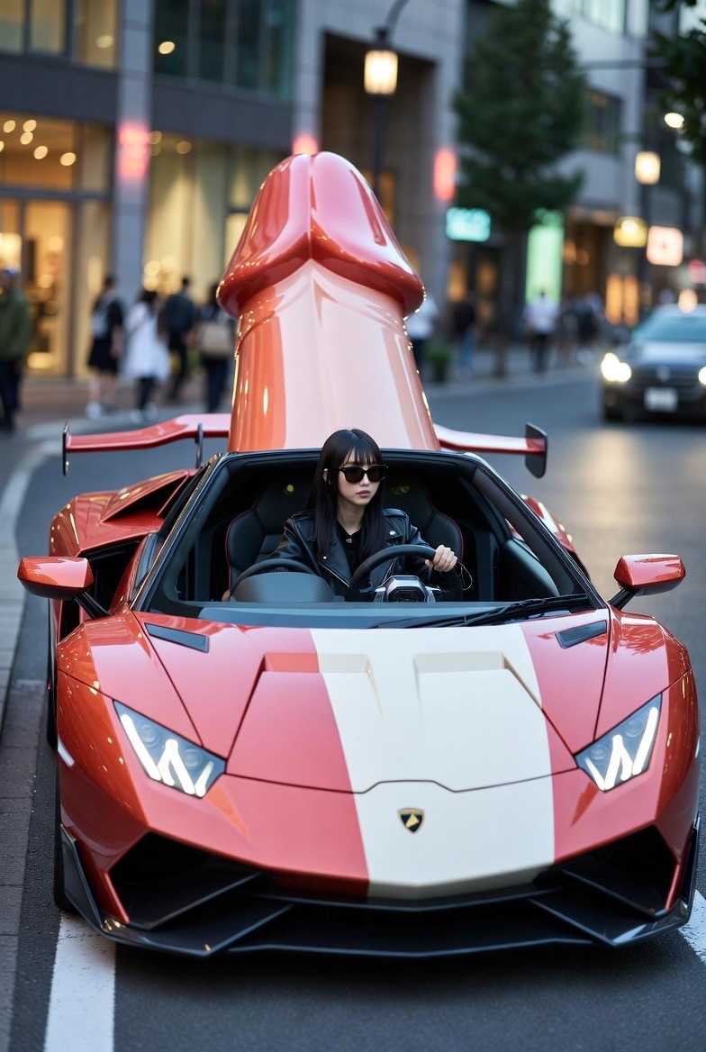 チ◯ポルギーニを運転する女性