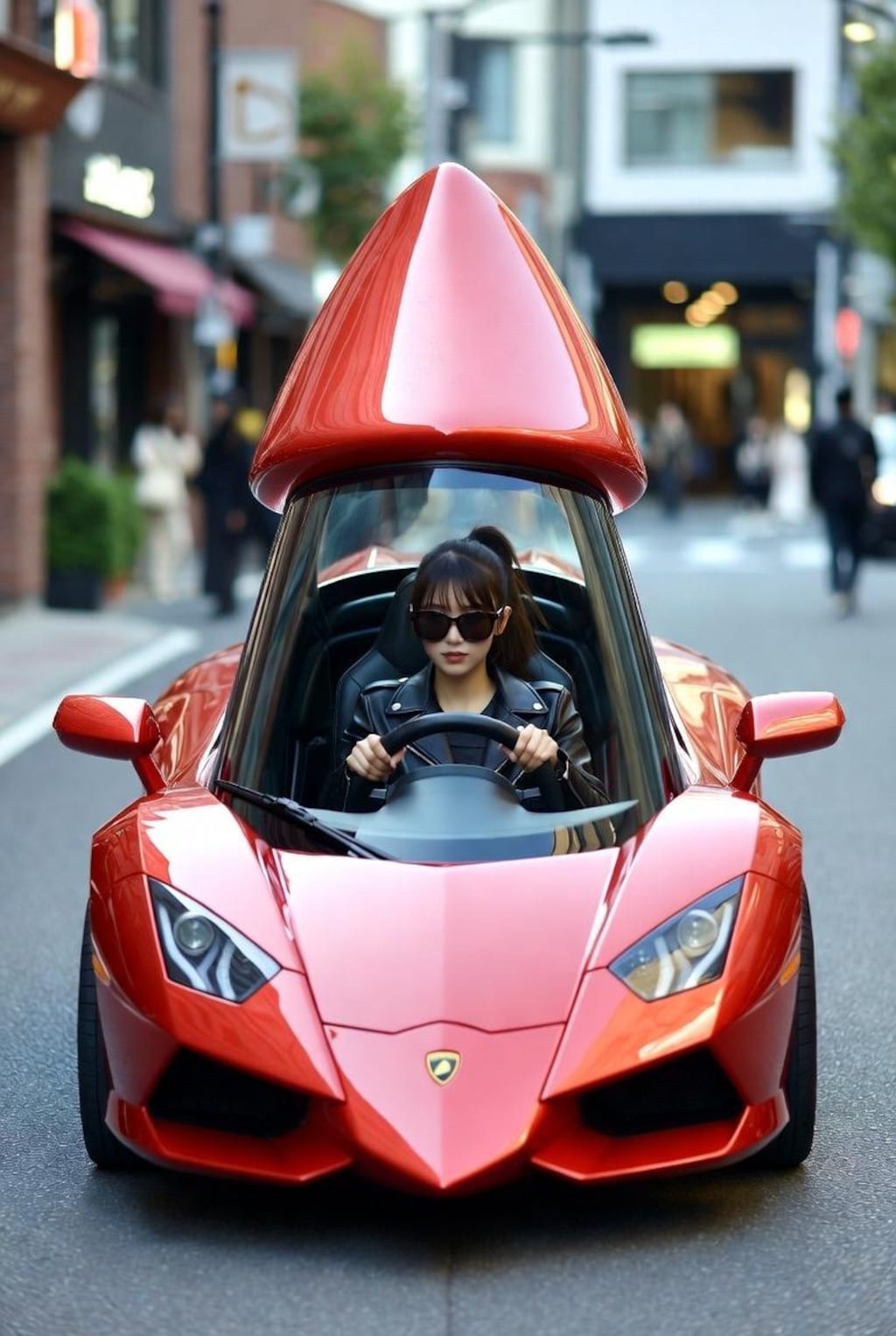 チ◯ポルギーニを運転する女性