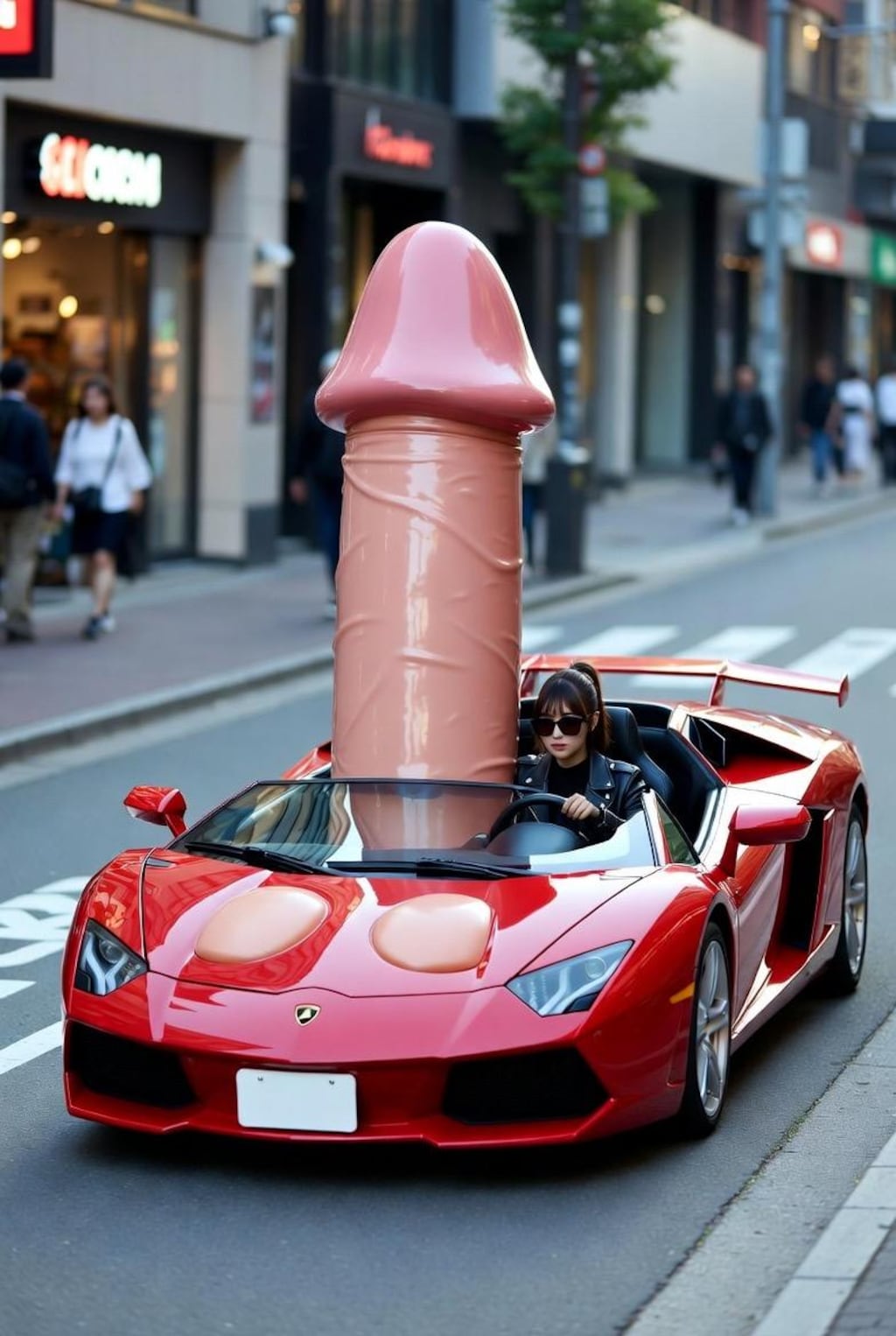 チ◯ポルギーニを運転する女性