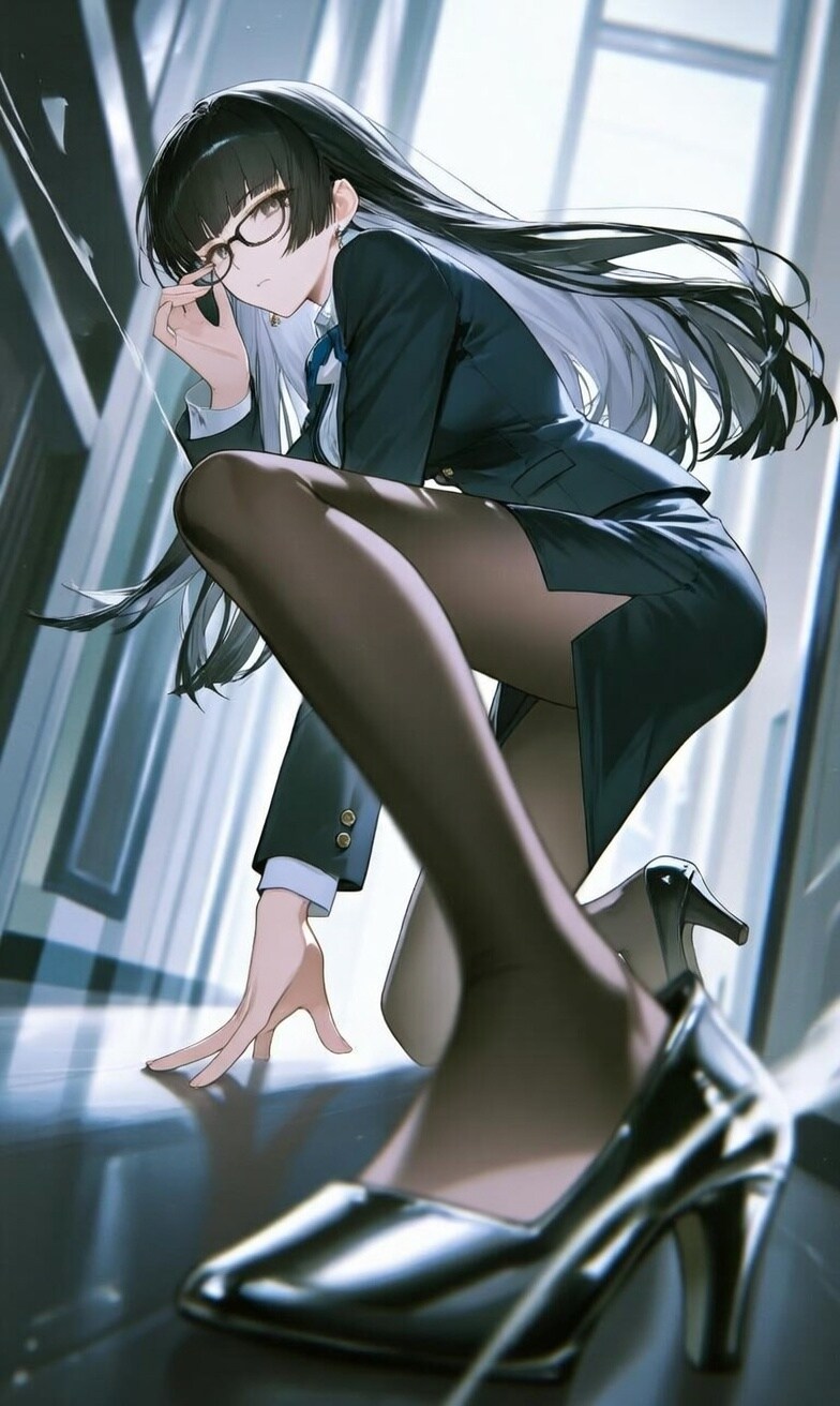 黒髪メガネの教師