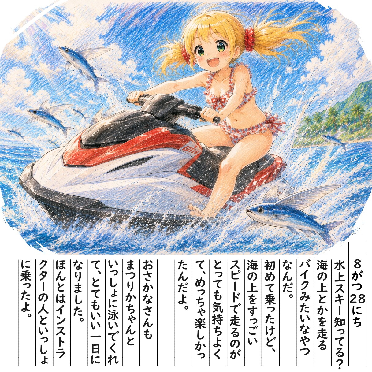 【絵日記】水上バイクだよ