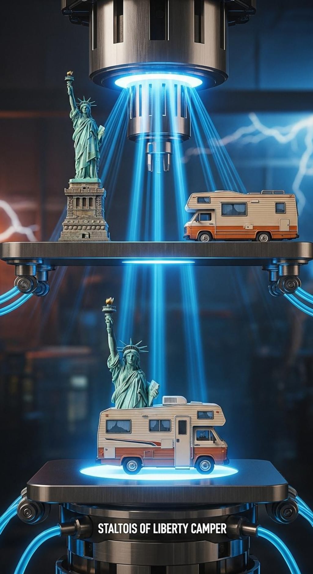 自由の女神＋キャンピングカーで合成