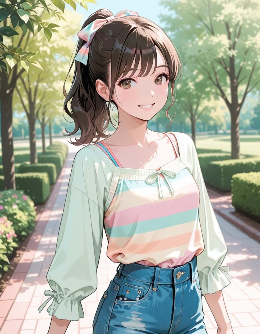 耳を見せるためのポニーテール