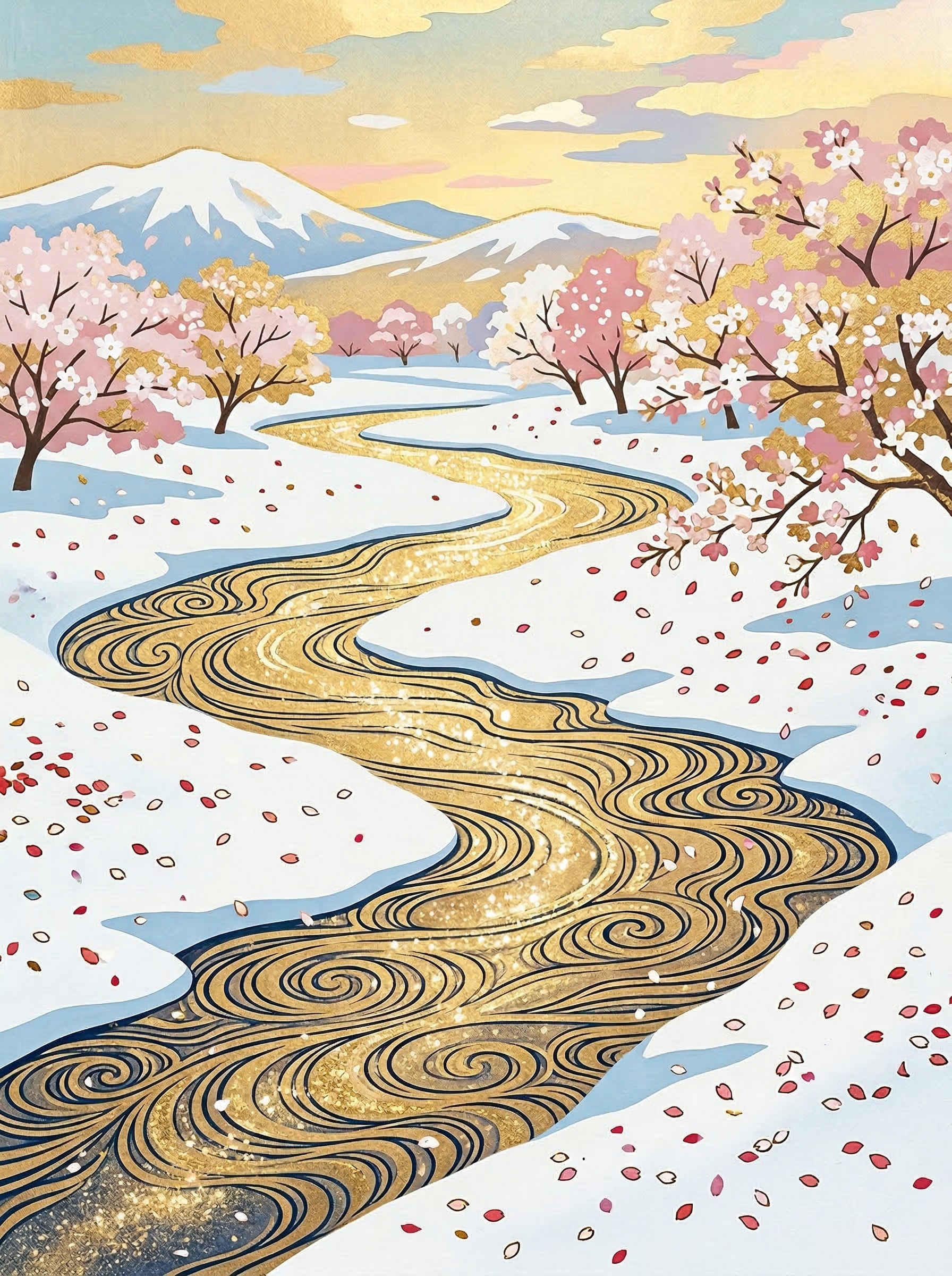 雪と桜　２ | の人気AIイラスト・グラビア