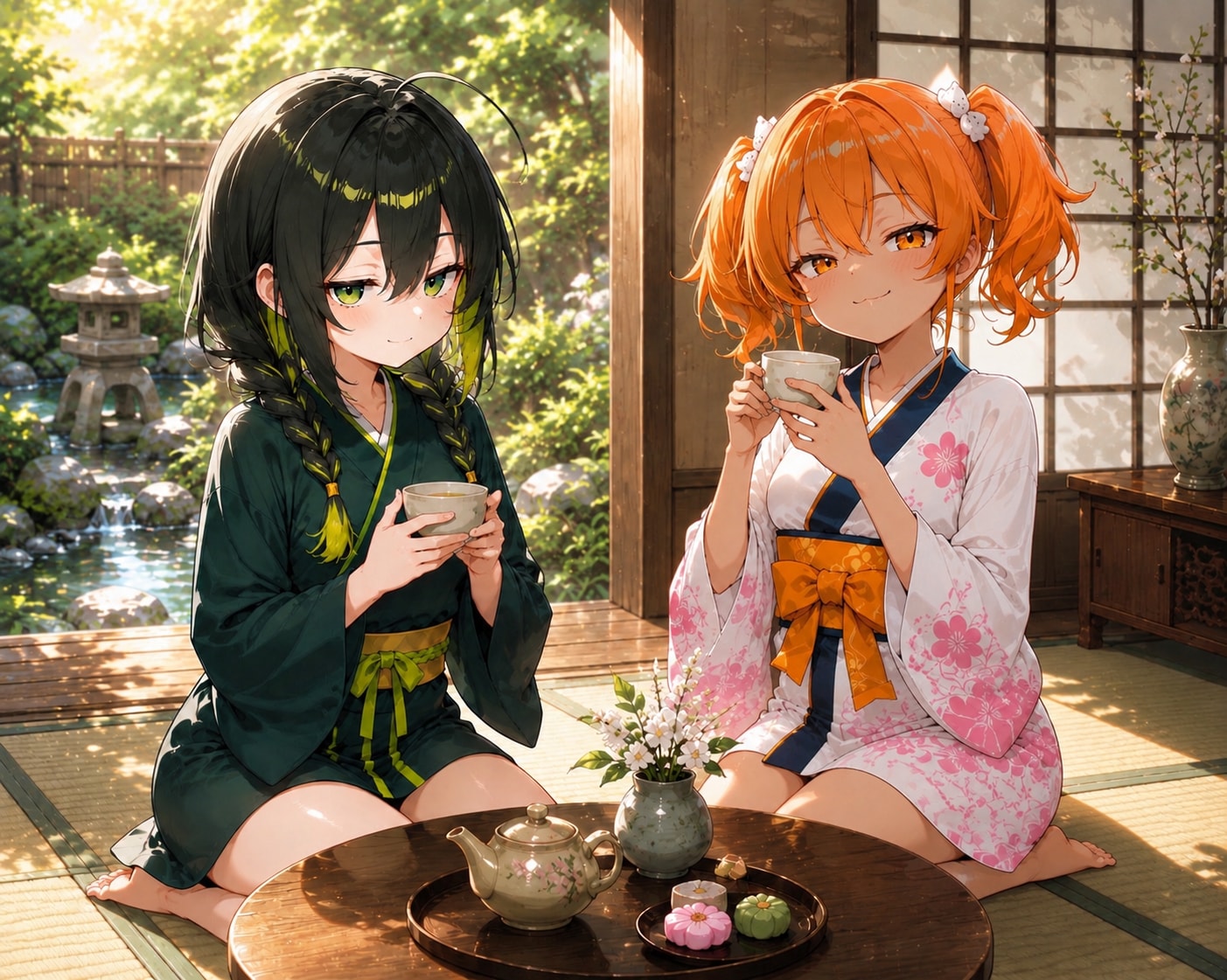 翡翠ちゃんと千秋でショート着物︎💕︎