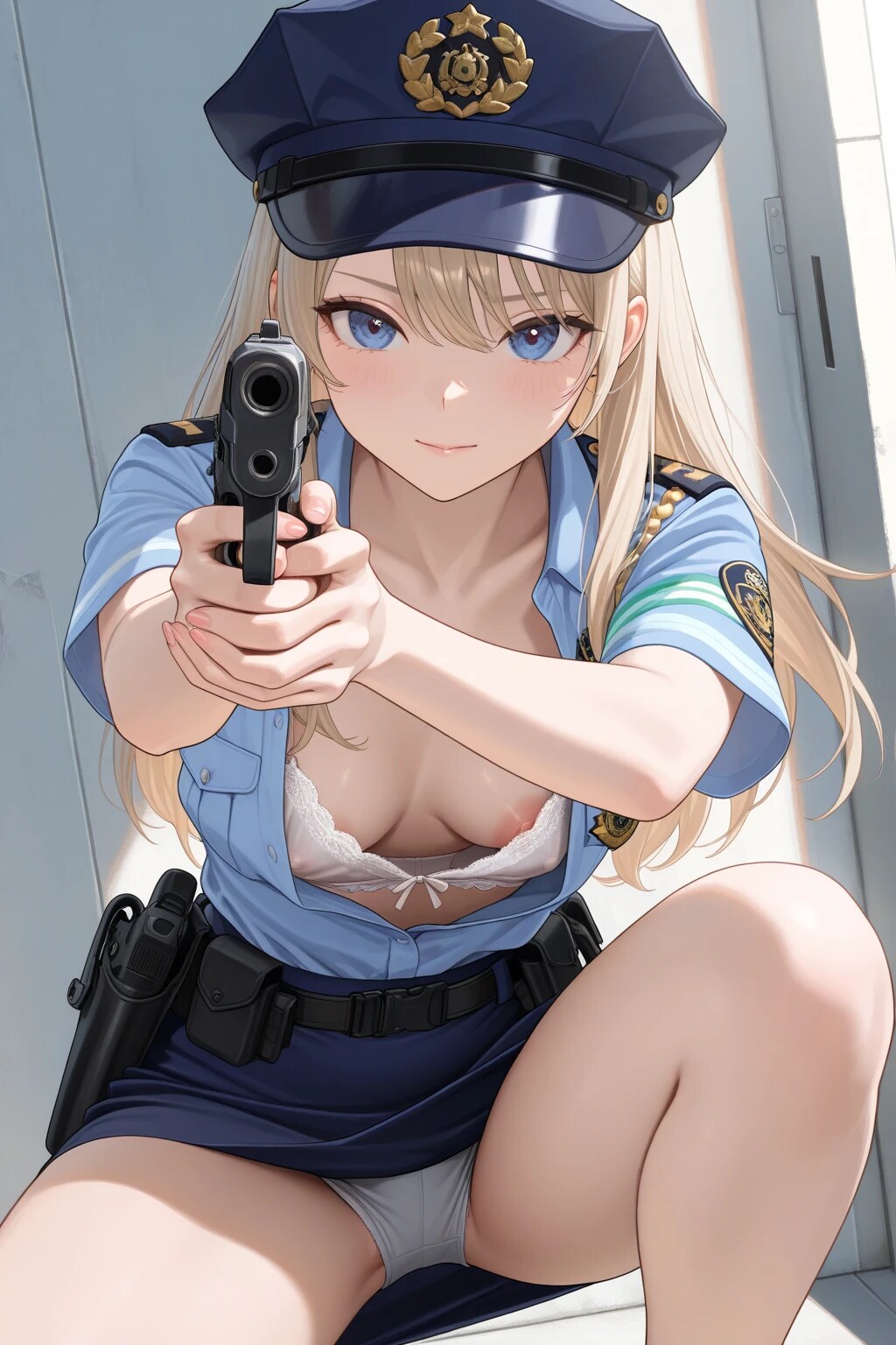 ミニスカポリスの見せパンと輪チラ