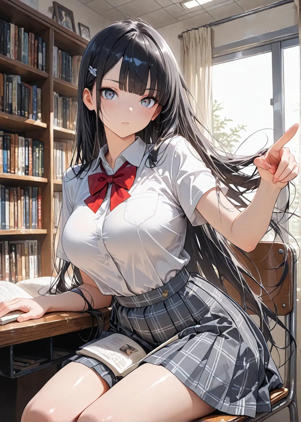 熱弁するクールJKと図書館デート😊