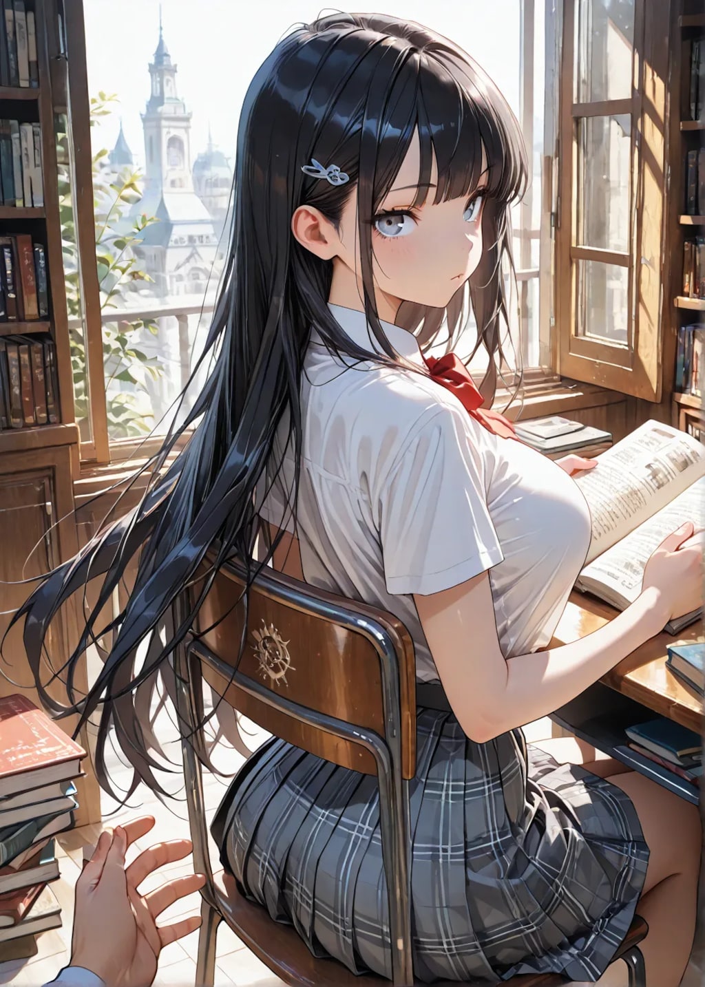 熱弁するクールJKと図書館デート😊