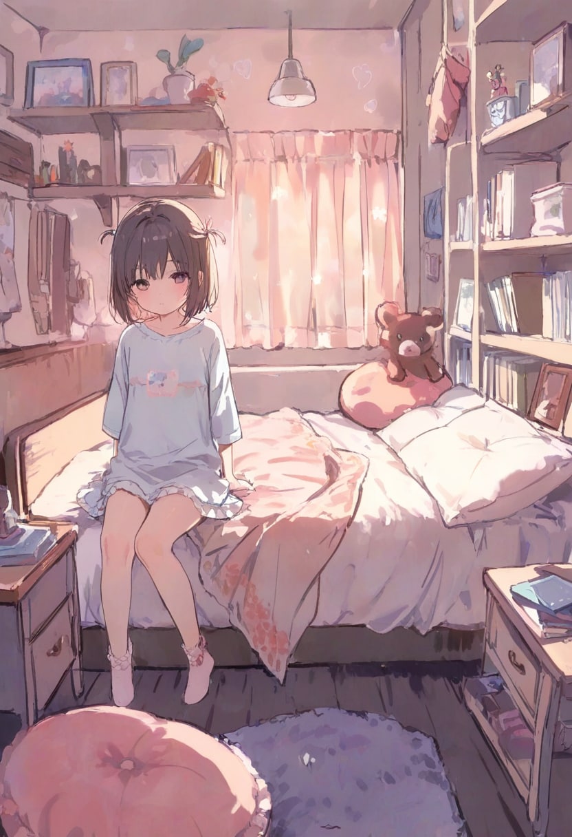 少女の部屋(水彩タッチ)(15) | の人気AIイラスト・グラビア