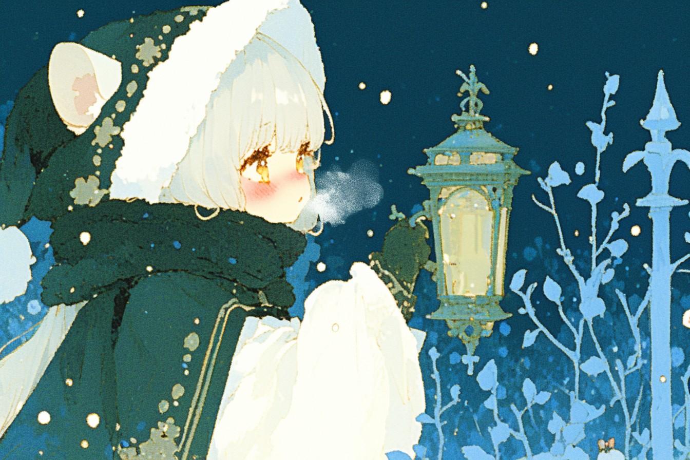 凍った息と雪