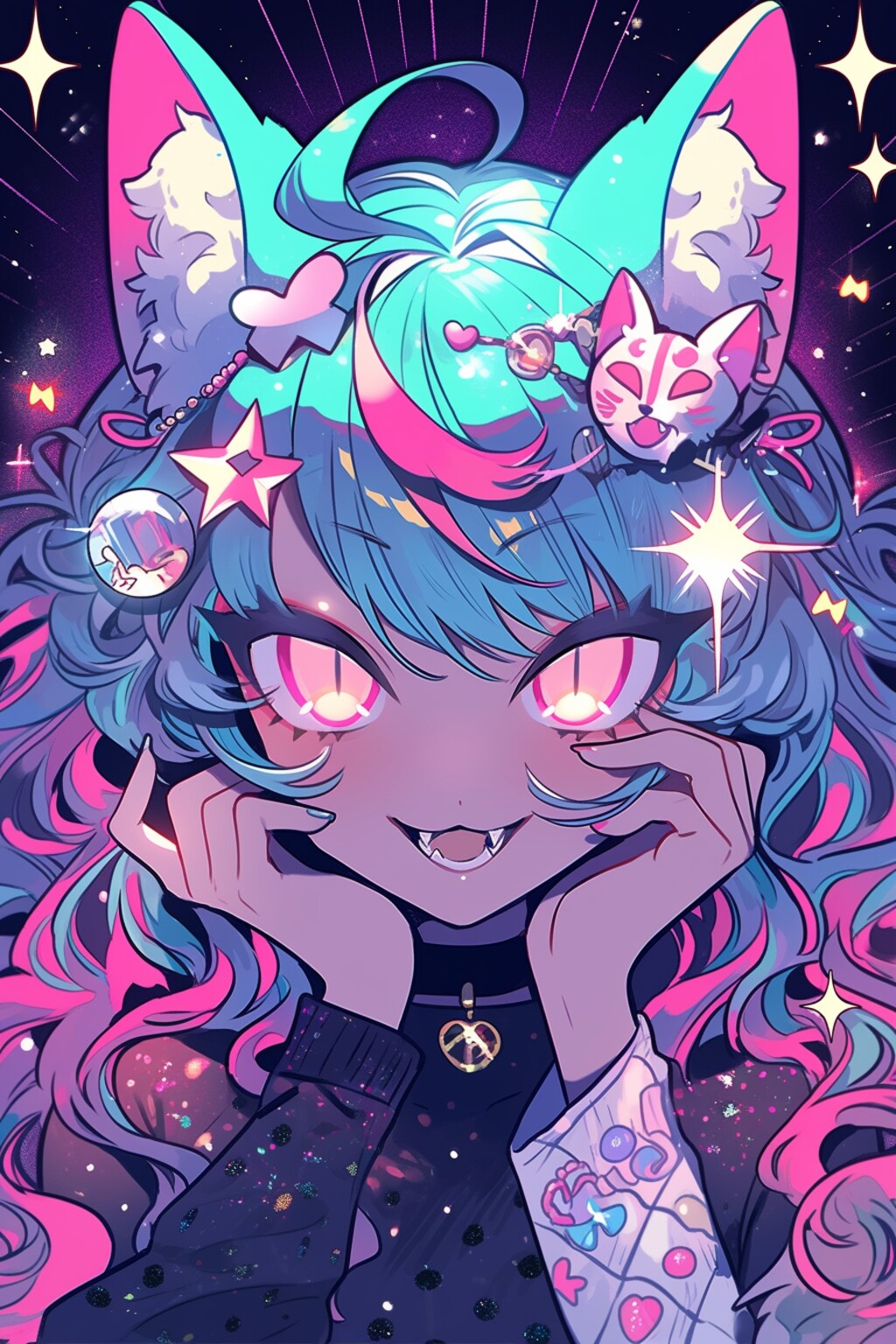 ✧˖Teal Neko