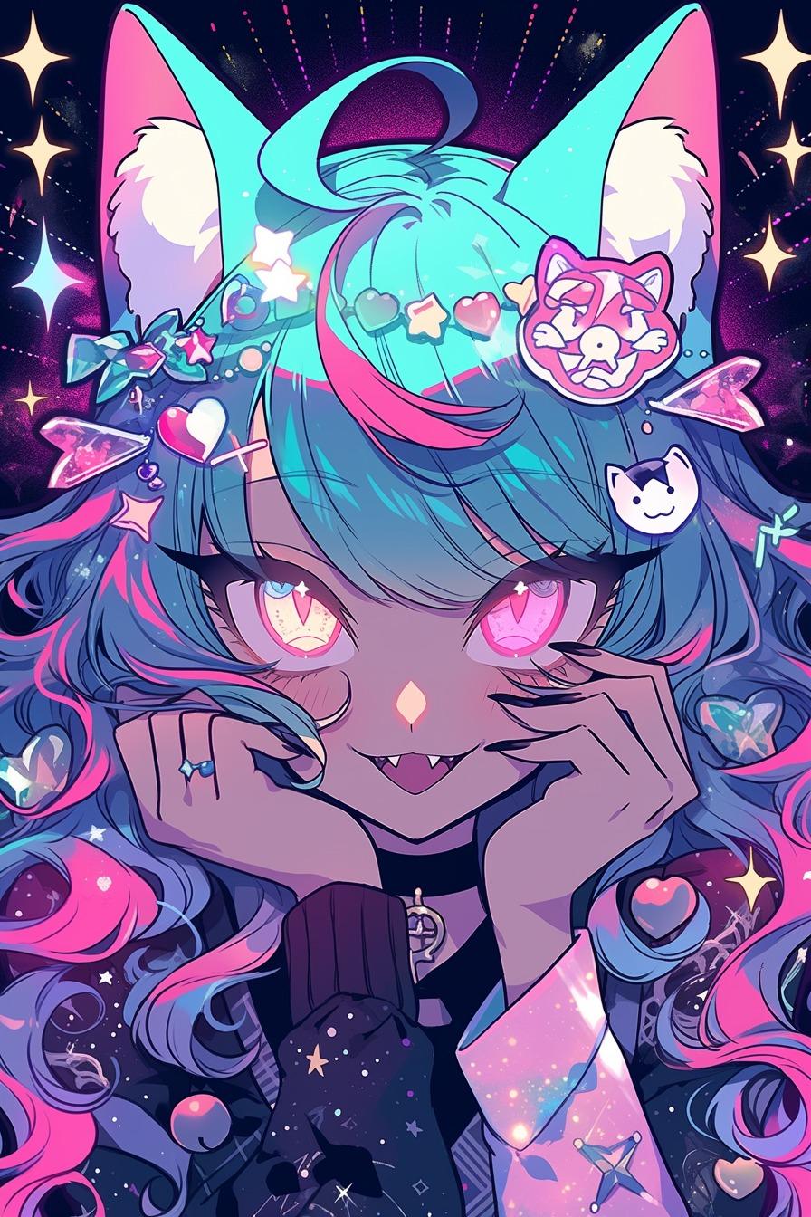 ✧˖Teal Neko