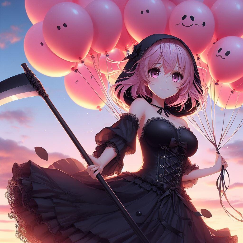 私は風船地獄の死神よ。行きましょう! 迎えに来たわ♡