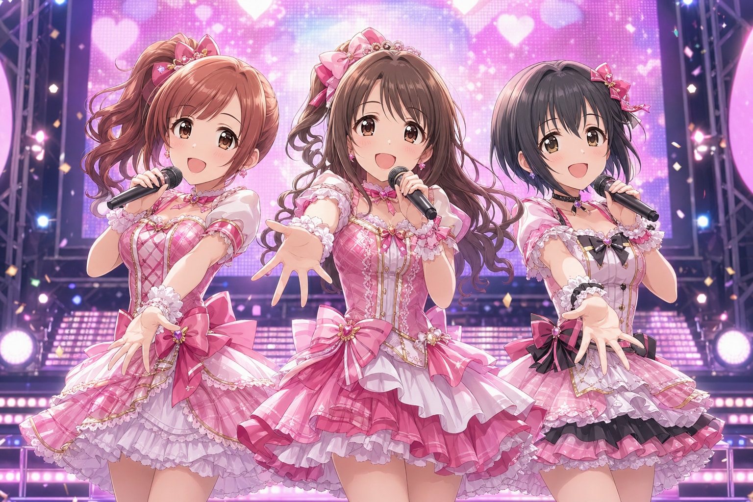 ライブをする島村卯月と小日向美穂と五十嵐響子 | の人気AIイラスト・グラビア