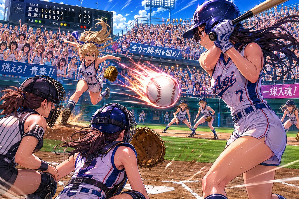 ノースリーブ野球ガール