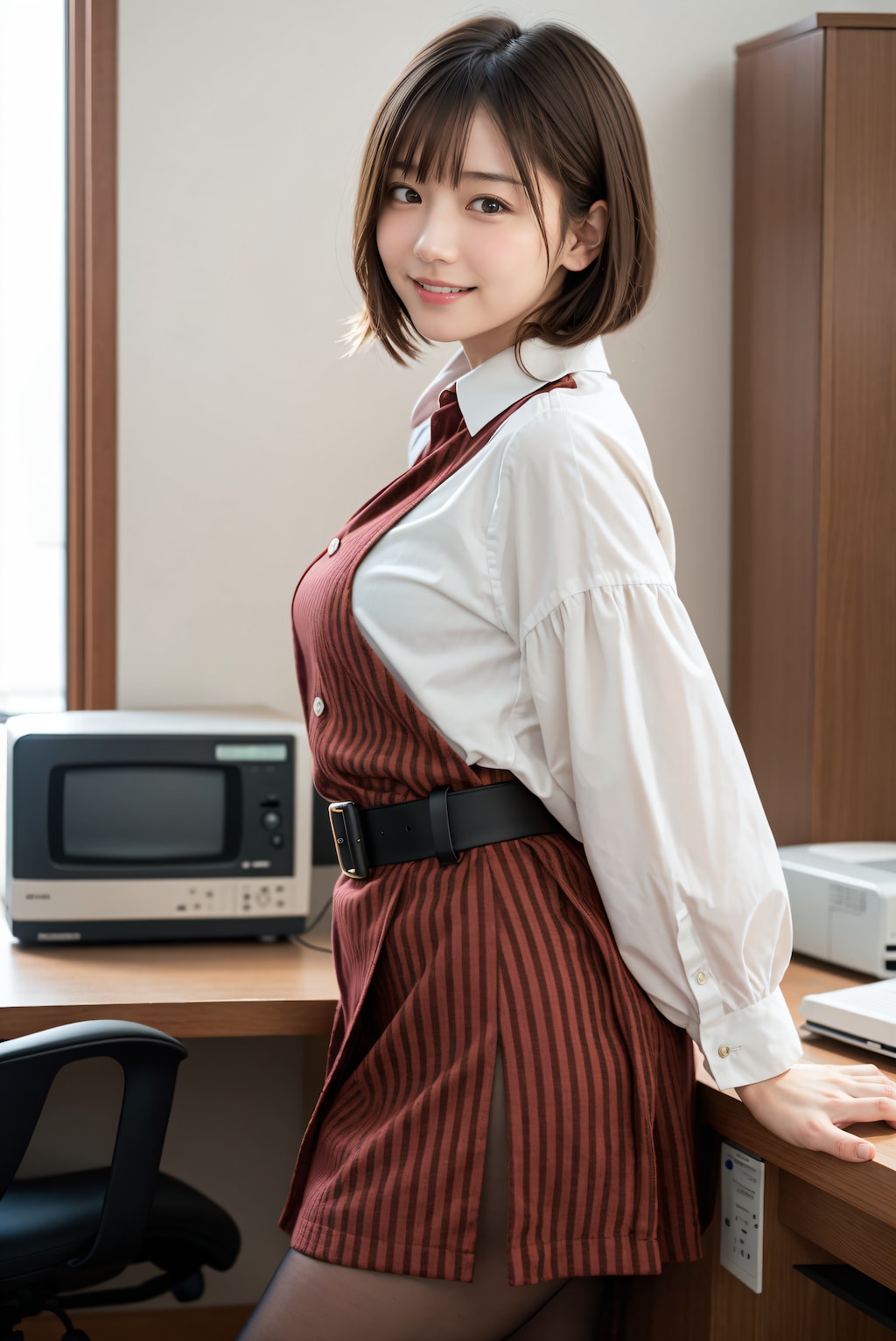 レトロなストライプ柄ドレス 2