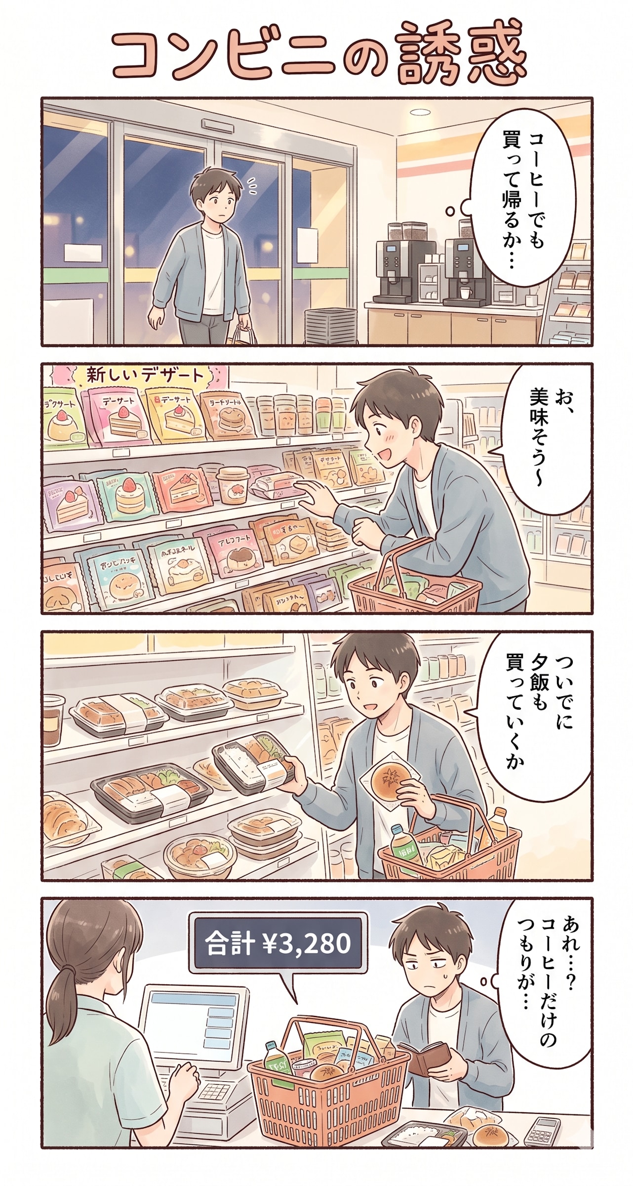 #25 ゆる日常4コマ「コンビニの誘惑」
